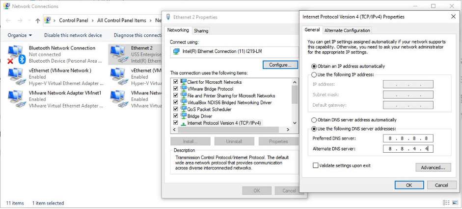 Change DNS settings on Windows PC